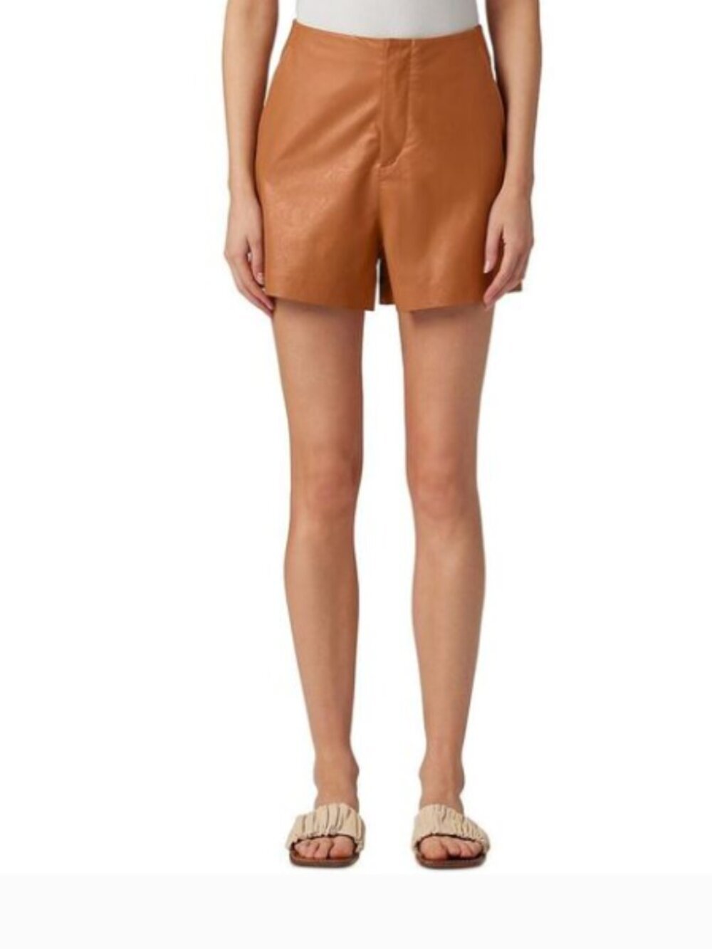 Joe's Jeans Johnnie Weightless Vegan Leather Shorts Tan Almond Size 8 Womens NWT